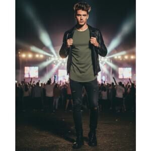 Topman Green Side Zip Shirt Men’s Size Medium Trendy Modern Top